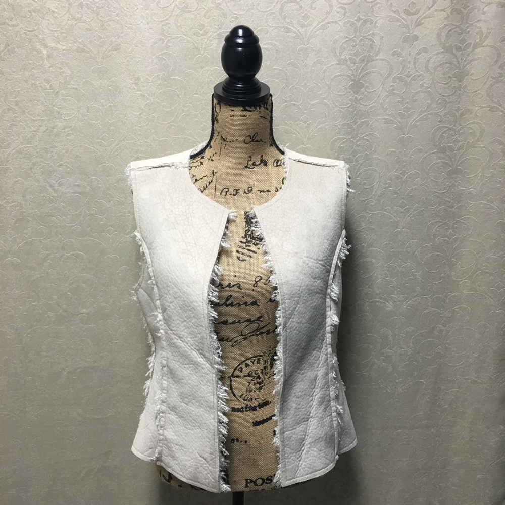 True Grit Cream Frayed Vest